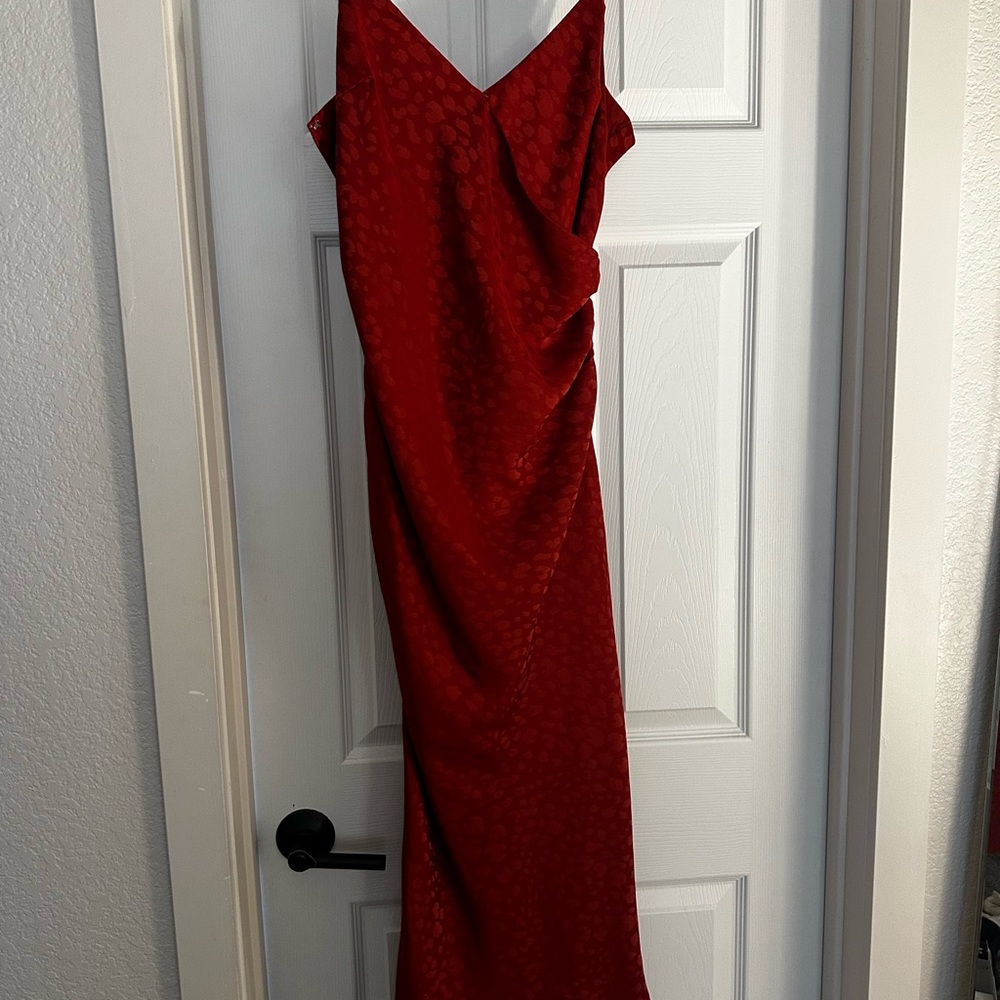 Sage Red Animal Print Midi Dress
